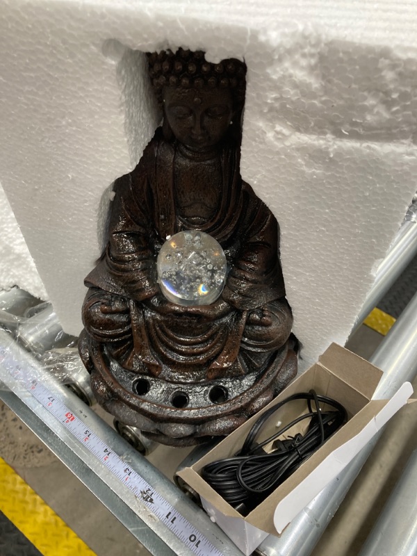 Photo 2 of ***(NO WATER PUMP)***
Pure Garden 50-LG5065 Tabletop Water Fountain-Sitting Buddha Statue with Rolling Glass Ball, Multi-Colored LED Lights Electric Pump & Soothing Waterfall