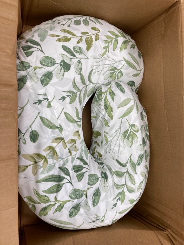 Photo 2 of Boppy Nursing Pillow Original Support, Green Foliage, Ergonomic Nursing Essentials for Bottle and Breastfeeding, Firm Fiber Fill, with Removable Nursing Pillow Cover, Machine Washable