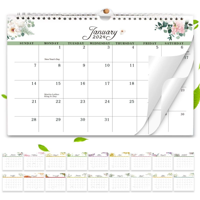 Photo 1 of *BUNDLE ITEMS 5 PACK* Calendar 2024-2025, 18 Monthly Wall Calendar Runs from January 2024 to June 2025, Seasonal Plant Design Large 2024 Wall Calendar, 11.8 * 14.5inches 2024 Calendar for Easy Organizing (Transverse)