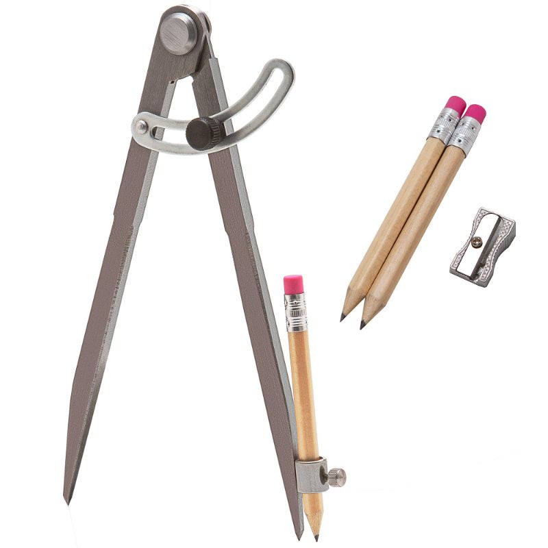 Photo 1 of *BUNDLE ITEMS 2 PACK* ALLY Tools 8 Inch Precision Locking Wing Divider/Woodworking Compass with Pencil Holder INCLUDES Two Pencils and Pencil Sharpener Ideal as Drawing, Drafting, Carpentry