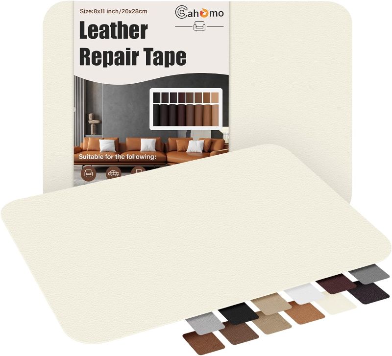 Photo 1 of Self-Adhesive Leather Repair Patches,8x11 inch Leather Repair Tape for Couches,Vinyl Leather Repair Kit for Furniture,Drivers Car Seats,Handbags,Jackets Beige White