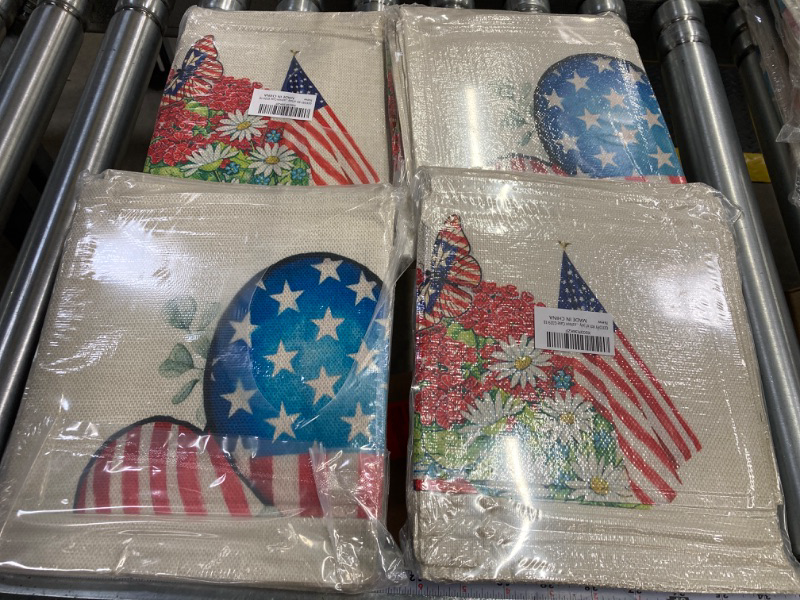 Photo 1 of *BUNDLE ITEMS 4 PACK*  4th of July Decorations Pillow Covers 18x18 Set of 4 Heart Star and Strip Freedom Boot Bless America Floral Jar Throw Pillows Patriotic Pillows Independence Day Decor Cushion Case G329-18