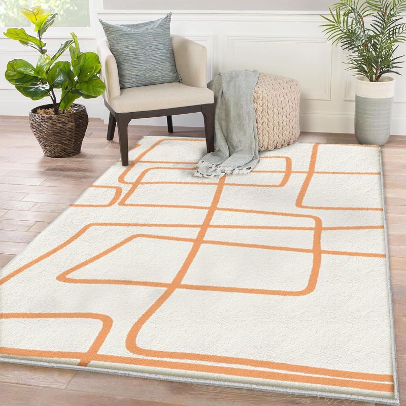 Photo 1 of *STOCK PHOTO FOR REFERENCE* Abstract Aesthetic Minimalist Rug Washable Entryway Rugs Indoor - Non-Slip Kitchen Rug Soft Throw Rugs Print Floor Doormat Carpet for Bathroom Office Living Room Kids Room Beige 3' x 5' 3' x 5' PURPLE