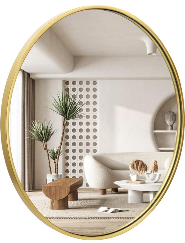 Photo 1 of 24 inch Large Wall Mounted Round Mirror,Gold