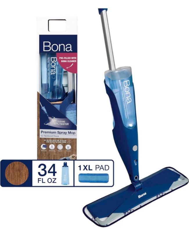 Photo 1 of *FOR PARTS ONLY* Bona Hardwood Floor Premium Spray Mop - Includes Hardwood Floor Cleaning Solution and Machine Washable Microfiber Cleaning Pad - Dual Zone Cleaning for Faster Cleanup - Spray Mop for Wood Floors