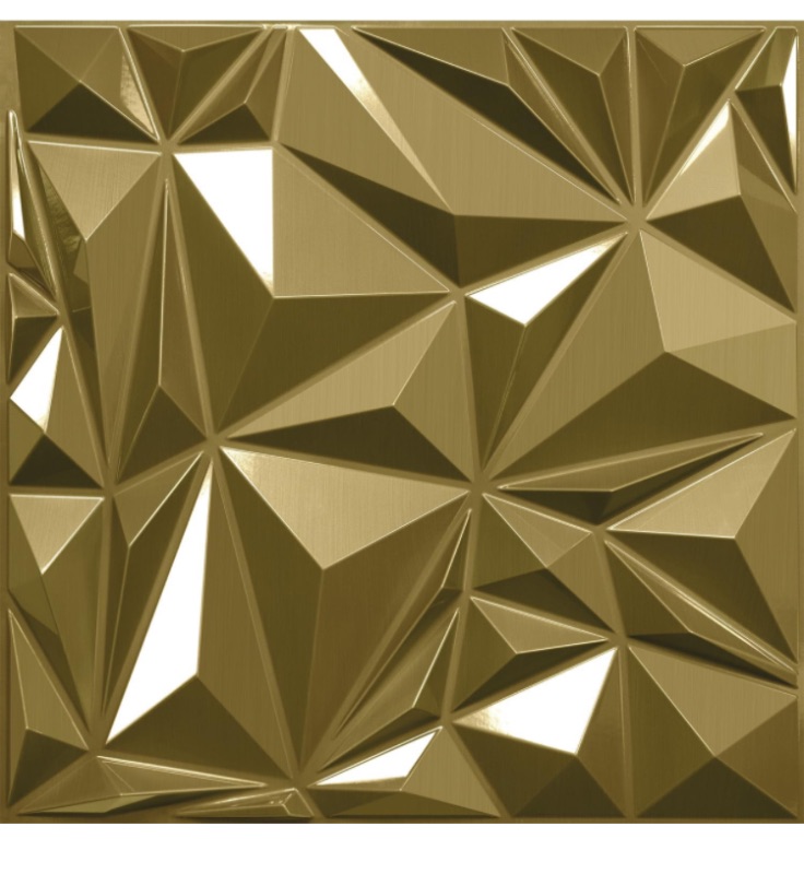 Photo 1 of *ONLY 8 PIECES* STICKGOO Diamond Wall Panels for Interior Wall Decor, Deep Brushed Gold 3D Wall Decor Panels, 19.7" x 19.7"Accent Wall Covering Panels for Living Room, Lobby, Office