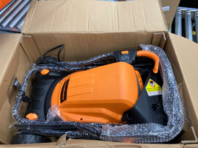 Photo 1 of LawnMaster ME1218X Electric Lawn Mower 12AMP 19-Inch & Yard Master 9940010 Outdoor Garden 120-Foot Extension Cord, Light Duty, Water Resistant Mower