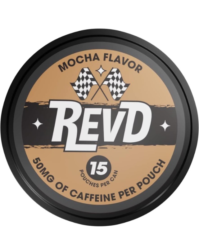 Photo 1 of REVD MOCHA ENERGY POUCHES | 4 Cans of Mocha | Nicotine-Free Dip Pouches | 750mg of Caffeine Per Can, 15 Pouches Per Can | 1 Pouch Equals 1/2 Cup of Coffee of Caffeine | Made in USA (Mocha)