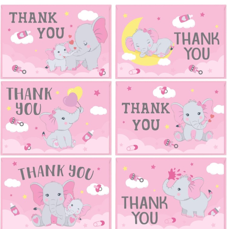 Photo 1 of Baby Shower Thank You Cards 24pcs Baby Shower Cards for Girl Thank You Card with Envelopes & Stickers Pink Little Peanut Baby Shower Thank You Cards Girl Baby Birthday Favors Gift Cards