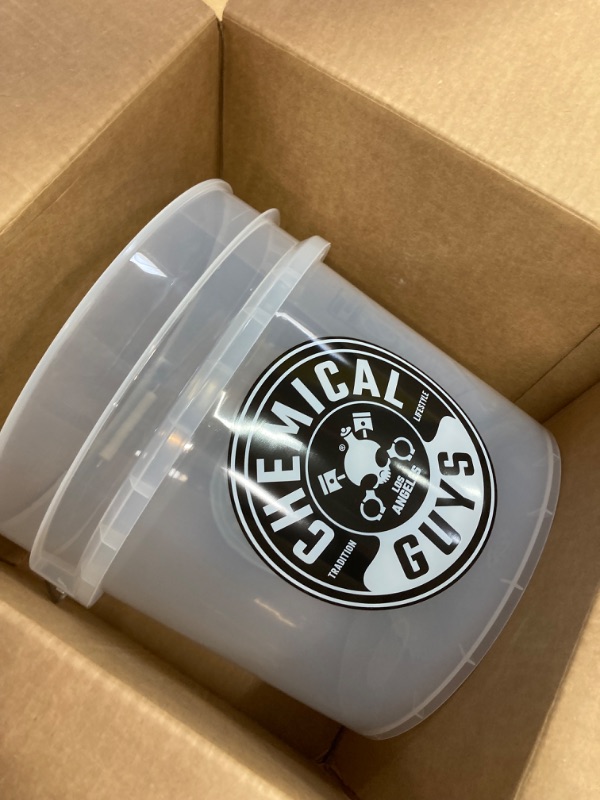 Photo 3 of Chemical Guys ACC_103 Heavy Duty Detailing Car Wash Bucket with Chemical Guys Logo, 4.5 Gal , Semi Transparent White Bucket Only