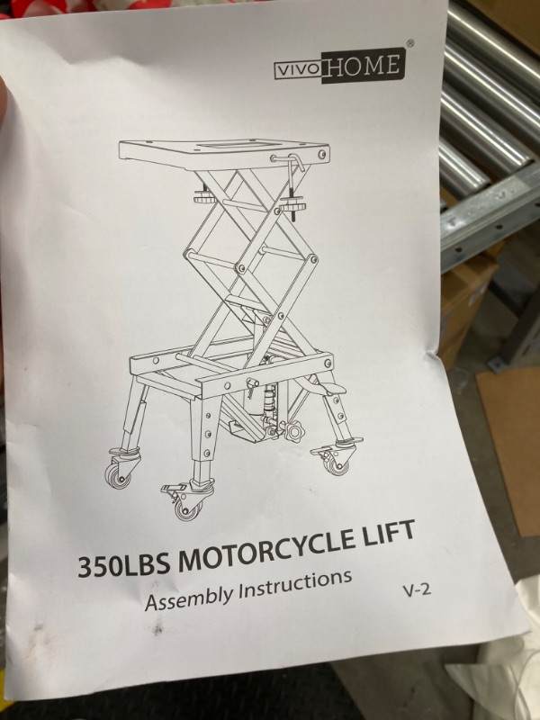 Photo 2 of VIVOHOME 350 Lbs Heavy Duty Hydraulic Motorcycle Lift Jack Table Foot Operated ATV Dirt Bike Scissor Stand with 4 Wheels Red