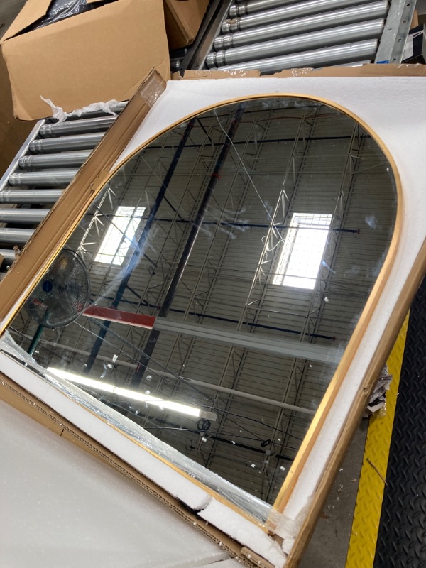 Photo 1 of Gold Arched Mirror, 33" x 31" Inches - Gold Arch Wall Mirror - Perfect for Brass Mirror for Bathroom, Large Gold Mirror, Gold Entryway Mirror - Modern Gold Frame Mirror Gold 33" x 31"