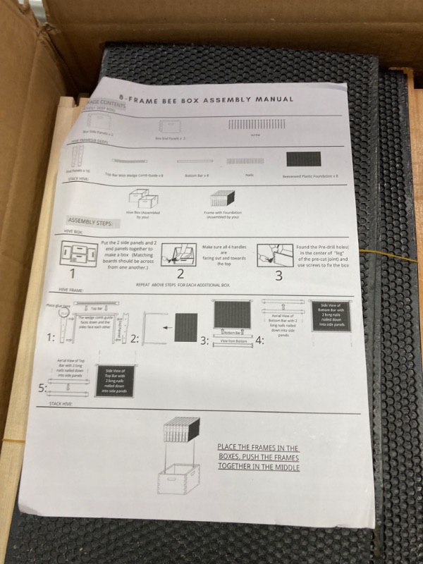 Photo 3 of 8 Frame Deep Brood Bee Hive Box, Langstroth Honey Bee Hives Bee Box for Sale Dipped in 100% Beeswax Include Beehive Frames & Waxed Foundation Sheets (Unassembled)
