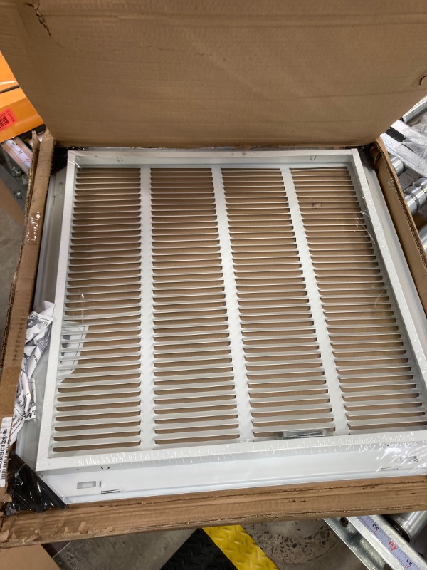 Photo 2 of 20"W x 20"H [Duct Opening Measurements] Steel Return Air Filter Grille [Removable Door] for 1-inch Filters | Vent Cover Grill, White | Outer Dimensions: 22 5/8"W X 22 5/8"H for 20x20 Duct Opening Duct Opening style: 20 Inchx20 Inch