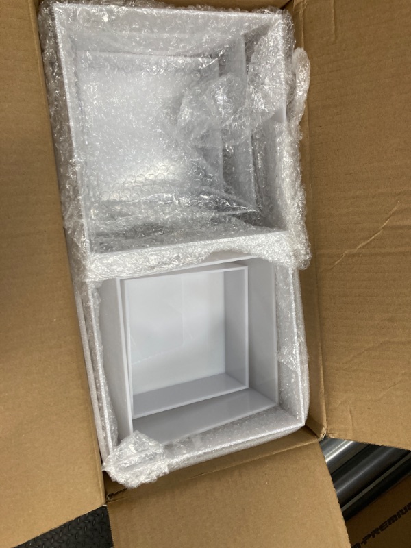 Photo 2 of 2 Sets of 3 Glossy White Acrylic Cube Display Nesting Risers with Hollow Bottoms White 2