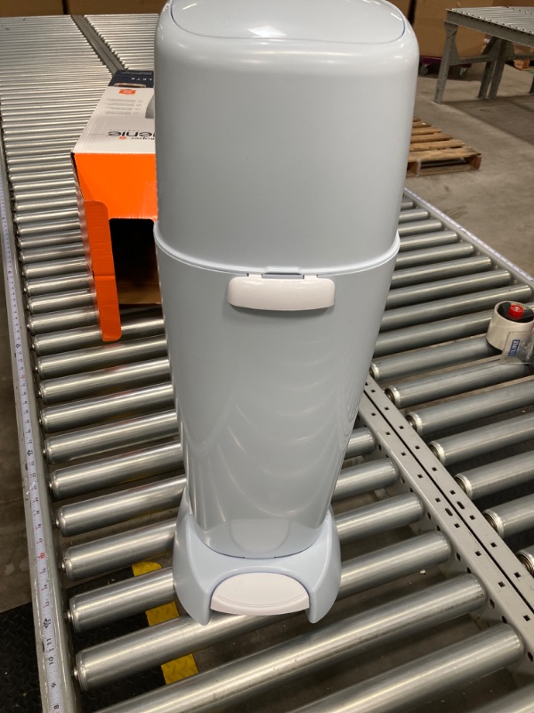 Photo 1 of Diaper Genie Complete Diaper Pail (Blue) with Antimicrobial Odor Control | Includes 1 Diaper Trash Can, 1 Refill Bags, 1 Carbon Filter Blue Pail + 1 Refill