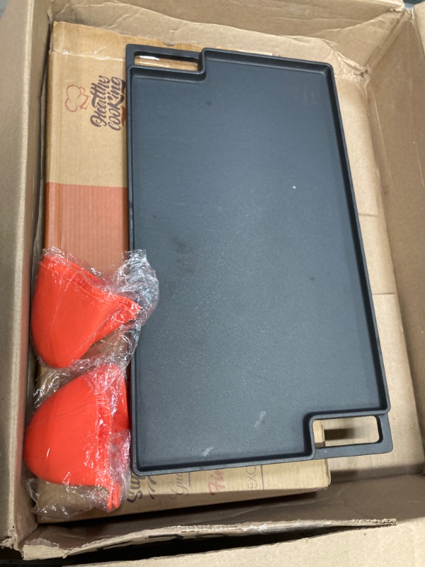 Photo 1 of NutriChef Cast Iron Reversible Grill Plate - 18 Inch Flat Cast Iron Skillet Griddle Pan For Stove Top, Gas Range Grilling Pan w/ Silicone Oven Mitt For Electric Stovetop, Ceramic, Induction.