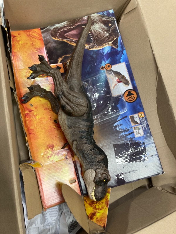 Photo 2 of ?Jurassic World Dominion Dinosaur T Rex Toy, Thrash ‘N Devour Tyrannosaurus Rex Action Figure with Sound and Motion???? Frustration Free Packaging