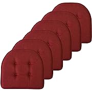 Photo 1 of  Chair Cushion Memory Foam Pads Tufted Slip Non Skid Rubber Back U-Shaped 17" x 16" Seat Cover, 6 Pack, Wine Burgundy