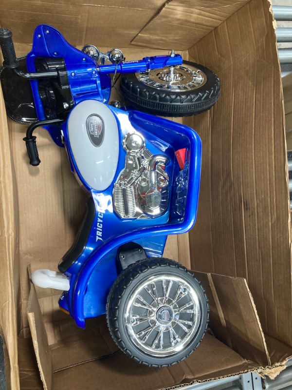 Photo 2 of 3 Wheel Mini Motorcycle Trike for Kids, Battery Powered Ride on Toy by Rockin’ Rollers – Toys for Boys and Girls, 3 - 6 Year Old – Police Car Blue