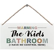 Photo 1 of 2 pack huester Kids Bathroom Wood Plaque Sign, Kids Bathroom Signs, Kid Bathroom Toilet Restroom Wall Decor, Boho Warming The Kids Bathroom I Have No Control Here Home Décor Wall Hanging Decor, 12x6 inches