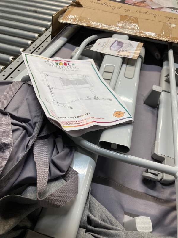 Photo 1 of 3 in 1 Baby Bassinet, Bedside Sleeper, & Playpen, Easy Folding Portable Crib (Grey)- KoolaBaby
