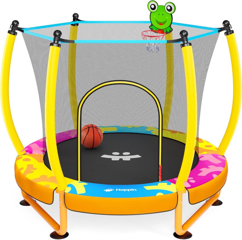 Photo 1 of 55” Toddler Trampoline, Indoor & Outdoor Playset Ages 1-6, 5FT Kids Trampoline, Ultra Safe Mini Trampoline for Kids with Safety Enclosure Net, Gifts for Birthday
