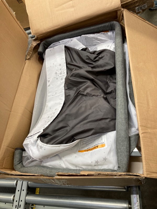 Photo 1 of Dream On Me Skylar Bassinet and Bedside Sleeper in Grey, Lightweight and Portable Baby Bassinet, Five Position Adjustable Height, Easy to Fold and Carry Travel Bassinet, JPMA Certified