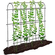 Photo 1 of Garden Cucumber Trellis Large 6ft Tall Metal Trellis for Climbing Plants Support Vegetable Peas Fruit Vine Outdoor A-Frame Trellis, Nylon Garden Netting Included, Lightweight, Black