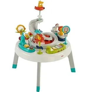 Photo 1 of Fisher-Price Baby To Toddler Toy 2-In-1 Sit-To-Stand Activity Center with Music Lights and Spiral Ramp, Spin ‘N Play Safari