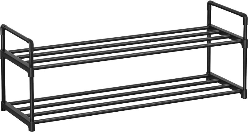 Photo 1 of SONGMICS Shoe Rack, 2 Tier Shoe Organizer, Metal Shoe Storage Shelf for 10 Pairs of Shoes, Easy to Assemble, Entryway, Black ULSA12BK
