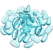 Photo 1 of uxcell Fire Glass Beads for Fire Pit, 17-19mm(3/4"),330g/0.78lb Luster Crystal Glass Rocks Glass Drops for Fish Tank Aquarium Succulent Garden Decoration, Sky Blue