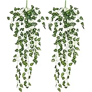 Photo 1 of 90 CM Money Ivy Vine Artificial Plants Greeny Chain Wall Hanging Leaves for Home Room Garden Wedding Garland Outside Decoration