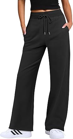 Photo 1 of ANRABESS Womens Wide Leg Sweatpants High Waisted Drawsting Workout Athletic Sweat Casual Lounge Pants with Pockets//SIZED LARGE