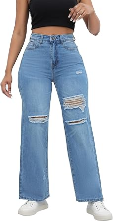 Photo 1 of ***PHOTO FOR REFERENCE ONLY*** Wide Leg Jeans for Women Mom Baggy Straight Leg Stretchy Boyfriend Trendy Trouser Denim Pants//XL SIZED 14