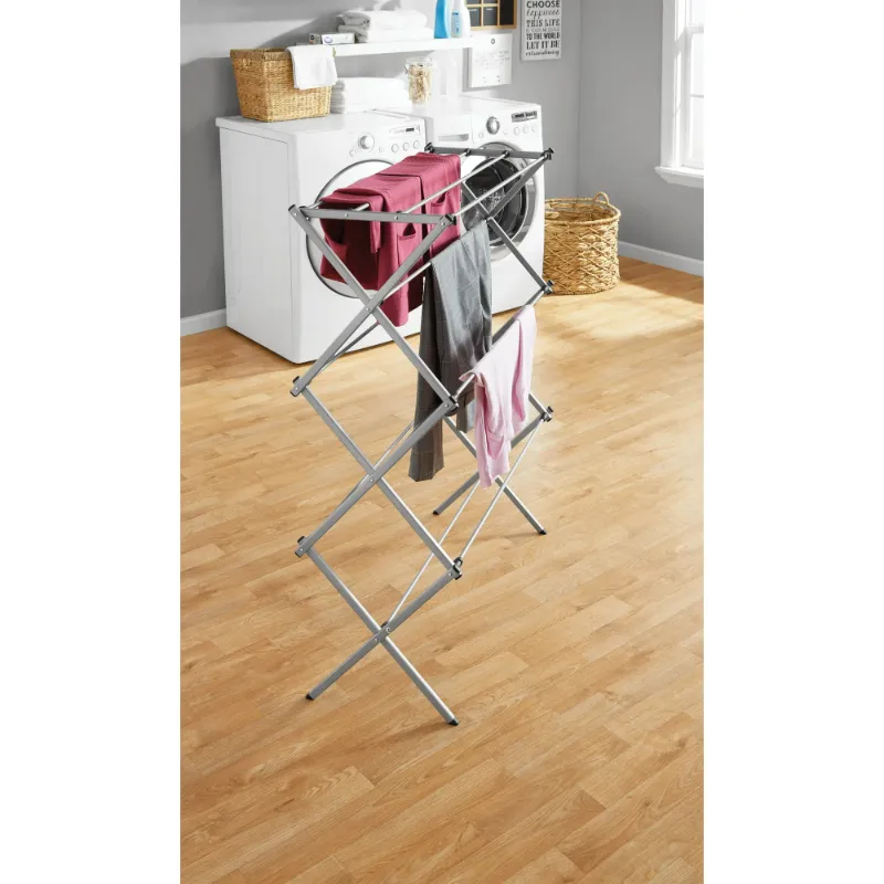 Photo 1 of Mainstays Oversized Collapsible Steel Laundry Drying Rack, Silver