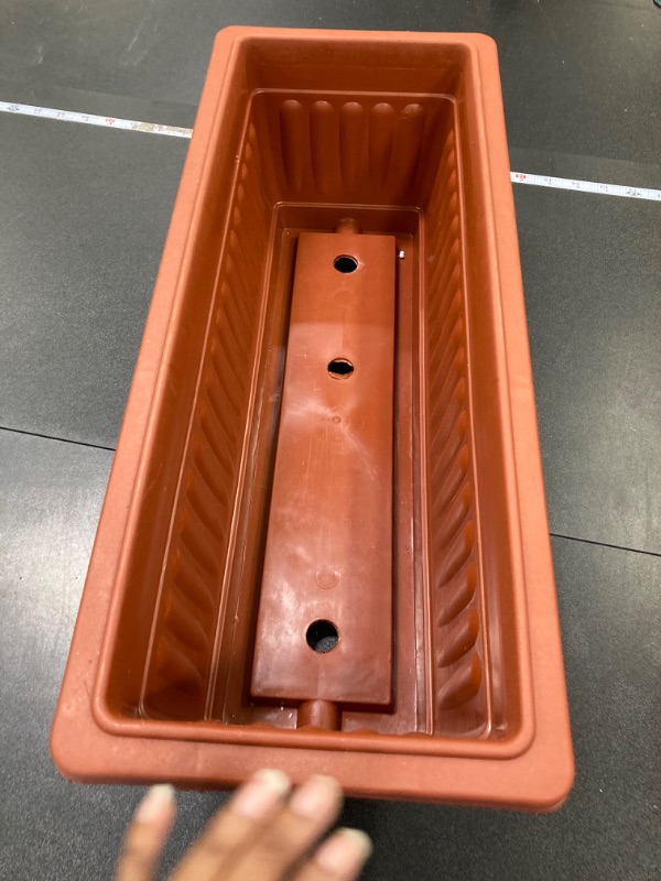 Photo 2 of ***MISSING BOTTOM PLATE FOR CATCHING WATER//SEE PHOTOS***Rectangle Planters for Indoor Plants,17"x7" Window Planter,Plastic Vegetable Planters Indoor Outdoor, Plastic Flower Box Planter for Windowsill, Patio, Garden, Home Décor, Porch