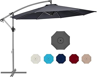 Photo 1 of Patio Umbrella with base included, 10 FT outdoor offset umbrella for garden,8 Ribs and UV-Resistant