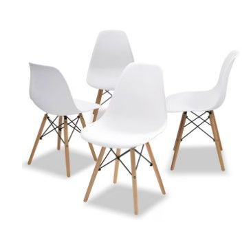 Photo 1 of COMHOMA Dining Chair PVC Plastic Lounge Chair Kitchen Dining Room Chair, White Set of 4
