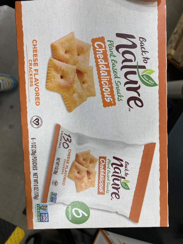 Photo 2 of Back to Nature Cheese Flavored Crackers - Individual Lunchbox Grab & Go Snack Bags - Vegan Cheddalicious, 1 Ounce Pouches (6 Count)//EXP 08.03.24