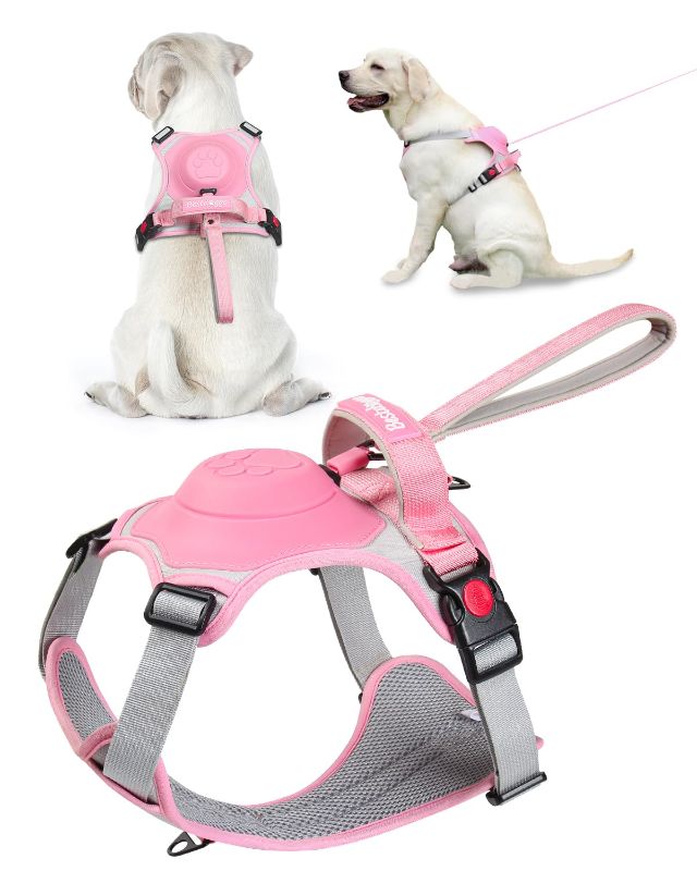 Photo 1 of Bundle
2 - Dog Harness for Medium Dogs No-Pull - Harness for Dogs with Built-in Retractable Leash, Heavy Duty Front Clip Dog Harness, Adjustable Soft Padded Dog Vest, Auto-Lock Dog Vest Harnesses for Large Dogs Large Gray & Pink