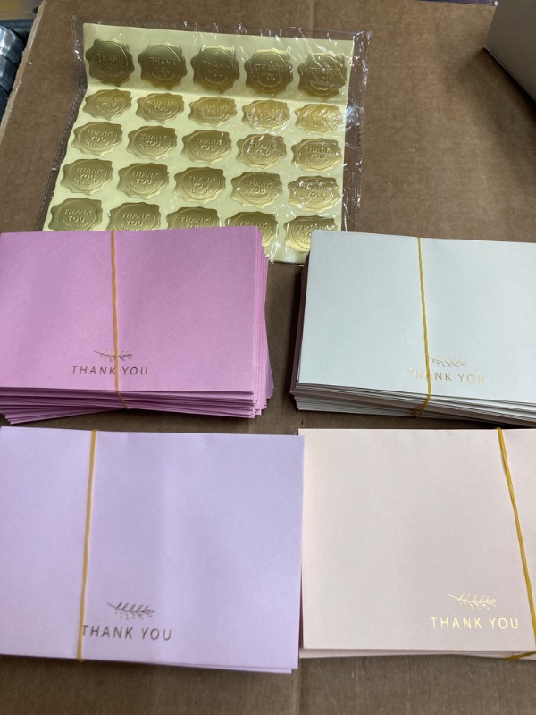 Photo 3 of 200 Pack Blank Wedding Thank You Envelopes and 200 Stickers Bulk 4x6 Inch Greeting Gratitude Envelopes Mr and Mrs Gold Foil Pressed for Baby Shower Bridal Invitation (DustyPink)