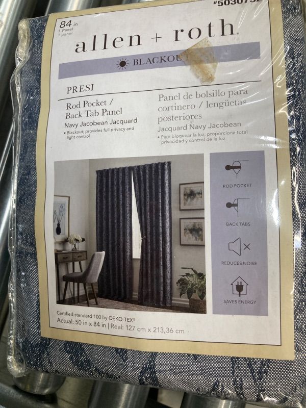 Photo 3 of allen + roth 84-in Navy Blackout Thermal Lined Back Tab Single Curtain Panel
