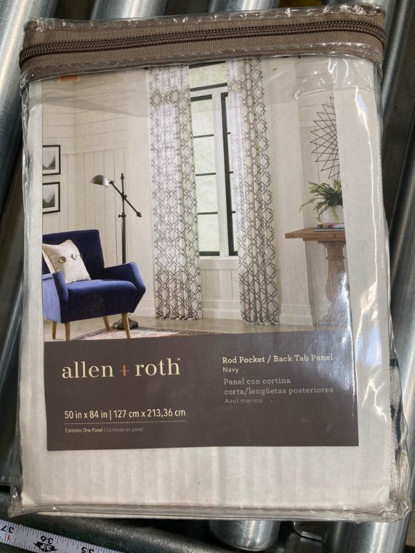 Photo 2 of allen + roth 84-in Navy Light Filtering Back Tab Single Curtain Panel
