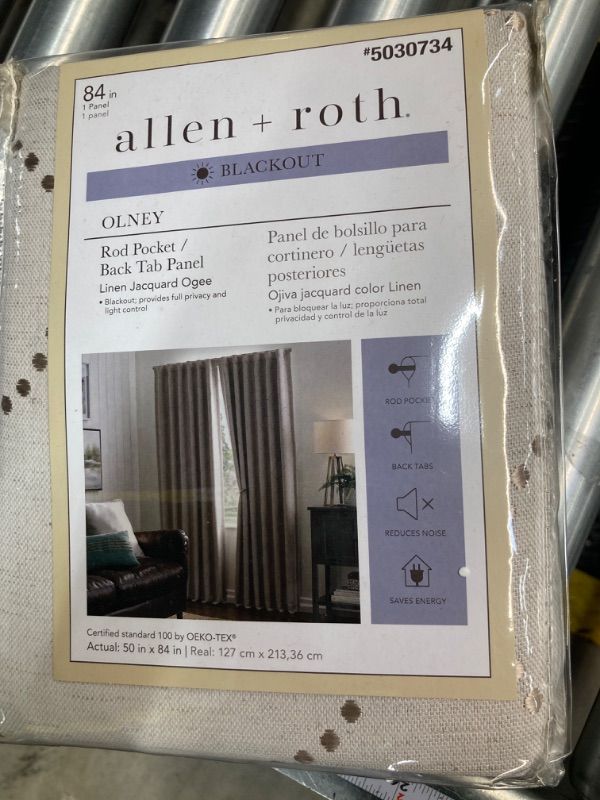 Photo 3 of allen + roth 84-in Linen Blackout Thermal Lined Back Tab Single Curtain Panel
