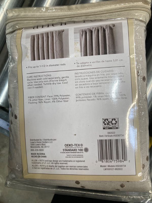 Photo 1 of allen + roth 84-in Linen Blackout Thermal Lined Back Tab Single Curtain Panel
