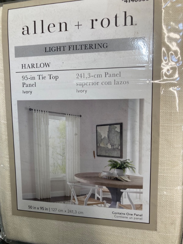 Photo 1 of allen + roth 95-in Ivory Light Filtering Tie Top Single Curtain Panel
