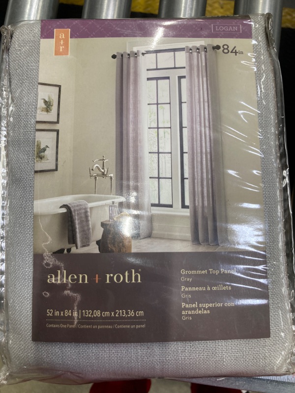 Photo 1 of allen + roth 84-in Grey Light Filtering Grommet Single Curtain Panel BUNDLE PACK OF 4