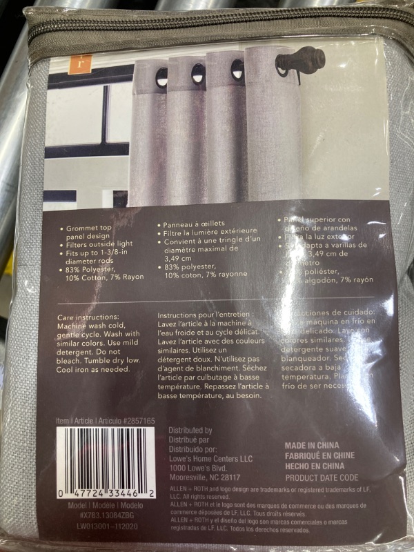 Photo 1 of allen + roth 84-in Grey Light Filtering Grommet Single Curtain Panel BUNDLE PACK OF 4