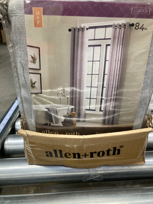 Photo 2 of allen + roth 84-in Grey Light Filtering Grommet Single Curtain Panel BUNDLE PACK OF 4